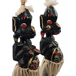 Комплект из 2-х деревянных статуэток Asmat Straw Headdress Statuettes Multicolor варинант исполнения - 5 | Loft Concept в Уфе