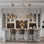 Люстра подвесная круглая с овальными подвесками из стекла дымчатого цвета Harlow Crystal Round варинант исполнения - 6 | Loft Concept в Уфе