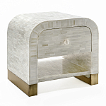 Тумбочка прикроватная с ящиком Tofino White Bone Inlay  Bedside Cabinet   варинант исполнения - 3 | Loft Concept в Уфе