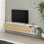 ТВ-тумба подвесная белая с полкой и откидной дверцей цвета древесины TONE TV STAND WHITE варинант исполнения - 2 | Loft Concept в Уфе