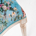 Стул из массива бука бирюзовый с изображением птиц и цветов Turquoise Beige Chinoiserie Birds Garden Chair варинант исполнения - 4 | Loft Concept в Уфе