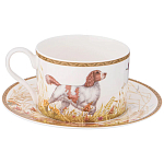 Чайная пара из фарфора с изображением собаки и зайцев 300 мл Hunting Porcelain Collection 2 варинант исполнения - 1 | Loft Concept в Уфе