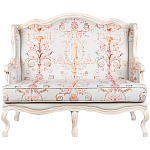 Двухместный диван из массива бука серый с растительным орнаментом Raffael Blue Grey Sofa варинант исполнения - 1 | Loft Concept в Уфе