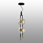 Подвесной светильник с 2-мя прозрачными стеклянными плафонами и золотистыми центральными вставками Virelia  варинант исполнения - 4 | Loft Concept в Уфе