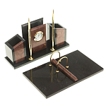 Настольный письменный набор из лемезита и змеевика с часами Royal Accessory варинант исполнения - 2 | Loft Concept в Уфе