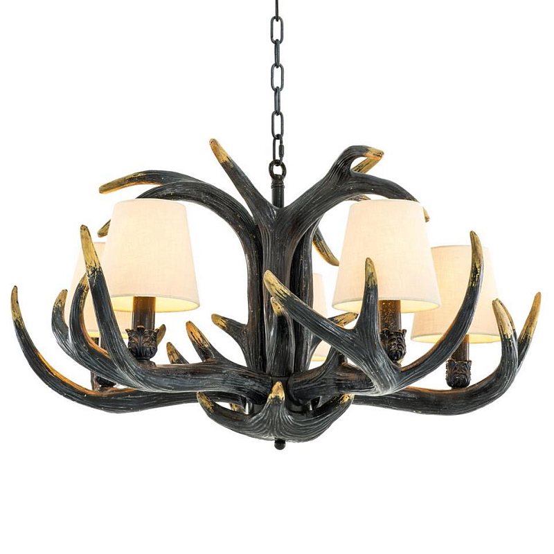 Люстра Eichholtz Chandelier Horn S Черный Кремовый в Уфе | Loft Concept 