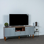 ТВ-тумба серая из массива бука с 2-мя дверками и ящиком Wenge Light варинант исполнения - 7 | Loft Concept в Уфе