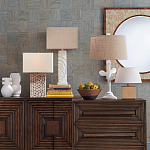 Настольная лампа с белым каркасом и тканевым абажуром Natural Stems варинант исполнения - 4 | Loft Concept в Уфе