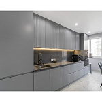 Прямой серый кухонный гарнитур с фрезерованным фасадом Idelle Kitchen Set варинант исполнения - 3 | Loft Concept в Уфе
