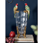 Ваза из прозрачного стекла с бронзовыми ножками и фигурками попугаев Eden Garden porcelain and bronze варинант исполнения - 1 | Loft Concept в Уфе