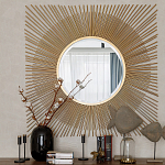 Зеркало-солнце круглое с золотыми лучам Sunrise варинант исполнения - 2 | Loft Concept в Уфе