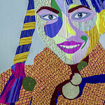 Картина с вышивкой Портрет wall panel People with the yellow ear 3 варинант исполнения - 1 | Loft Concept в Уфе