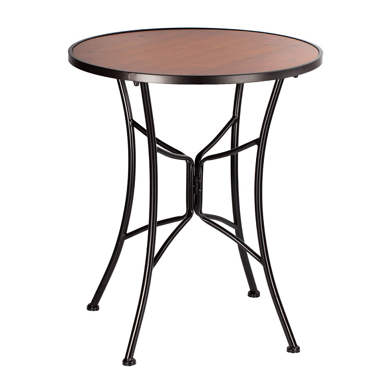 Столик приставной с круглой столешницей на металлическом черном основании Scenical Table Черный Коричневый в Уфе | Loft Concept 