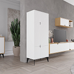 Комод белый с 4-мя дверцами на металлических ножках SPARK MULTIPURPOSE CABINET WHITE варинант исполнения - 4 | Loft Concept в Уфе