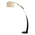 Торшер с изогнутой черной металлической ножкой и цилиндрическим абажуром из ткани Arched Metal Base  варинант исполнения - 1 | Loft Concept в Уфе