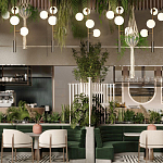 Люстра на штанге с 4-мя белыми шарообразными плафонами Bubble Chandelier варинант исполнения - 4 | Loft Concept в Уфе