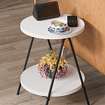 Стол приставной с 2-мя круглыми белыми столешницами ESSEL SIDE TABLE WHITE варинант исполнения - 9 | Loft Concept в Уфе