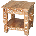 Кофейный стол из массива манго с резьбой Vallez Grey Mango Coffee Table варинант исполнения - 1 | Loft Concept в Уфе