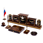 Настольный письменный набор с часами из природного камня обсидиана Royal Set варинант исполнения - 2 | Loft Concept в Уфе