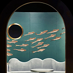 Обои с вышивкой ручной работы Deco Fish Original colourway варинант исполнения - 2 | Loft Concept в Уфе