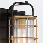 Настенный фонарь цилиндрической формы с рифленым стеклом в золотом каркасе на черном прямоугольном основании Eurofase варинант исполнения - 16 | Loft Concept в Уфе