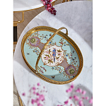 Блюдо овальное с ручкой и голубым фарфоровым дном с цветочным рисунком Blue Garden варинант исполнения - 2 | Loft Concept в Уфе