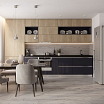 Прямая кухня с фасадом под дерево Maurice Kitchen Set варинант исполнения - 1 | Loft Concept в Уфе