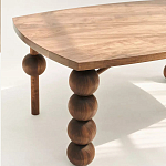 Обеденный стол деревянный с круглыми декоративными элементами на ножках Koko варинант исполнения - 4 | Loft Concept в Уфе