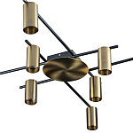 Потолочный светильник с 10-ю цилиндрическими плафонами цвета латунь TRIBES CHANDELIER варинант исполнения - 2 | Loft Concept в Уфе