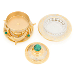 Икорница c декором "Три стерлядки" с гравировкой и натуральным камнем Малахит Decorative Cavair Dishes варинант исполнения - 2 | Loft Concept в Уфе