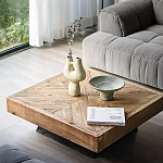 Дизайнерский журнальный стол квадратный с черным трапециевидным основанием Wokab варинант исполнения - 2 | Loft Concept в Уфе