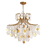 Люстра подвесная с белыми и золотыми круглыми подвесками Диаметр 70 см SHELL Chandelier варинант исполнения - 1 | Loft Concept в Уфе