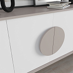 Комод бежево-белый с 4-мя дверцами c декором в виде бежевого круглого элемента на фасаде GORA CONSOLE 180CM LIGHT MOCHA варинант исполнения - 4 | Loft Concept в Уфе