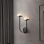 Бра с 2-мя мраморными плафонами на черном корпусе Light Warm Light варинант исполнения - 2 | Loft Concept в Уфе
