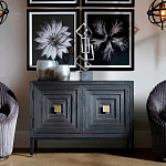 Тумба черная из дерева двухдверная Geometric Double Door Nightstand варинант исполнения - 5 | Loft Concept в Уфе