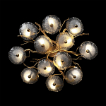 Потолочная люстра круглая ветвистыми бронзовыми элементами и стеклянными рифлеными дисками Textured Glass Chandelier варинант исполнения - 2 | Loft Concept в Уфе