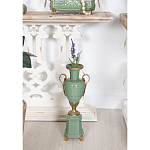 Ваза зеленого цвета из фарфора на высокой подставке с бронзовыми ручками Eden Garden porcelain and bronze варинант исполнения - 4 | Loft Concept в Уфе