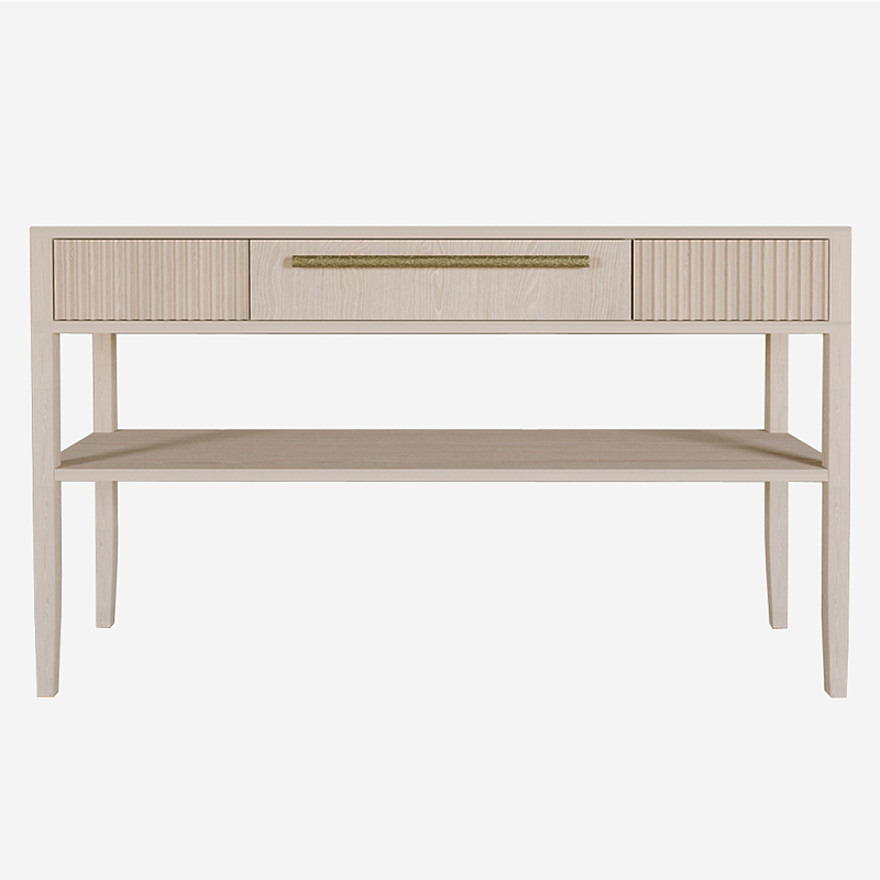 Дизайнерская Консоль с полкой и ящиком Primo Светлый дуб Древесина Золотой в Уфе | Loft Concept 