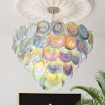 Люстра с каскадом из круглых разноцветных стеклянных дисков Mother of Pearl Iridescence варинант исполнения - 1 | Loft Concept в Уфе