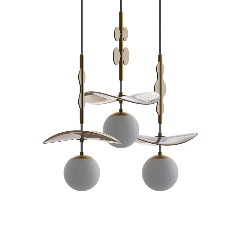 Подвес Bloomy Бежевый Белый Латунь в Уфе | Loft Concept 