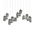 Подвесной светильник линейный с плафонами волнистой формы из фактурного стекла Big Wave варинант исполнения - 2 | Loft Concept в Уфе