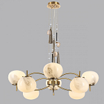 Люстра подвесная с 8-ю шарообразными плафонами из белого стекла с подвесками из камня и кисточками Agatelle варинант исполнения - 4 | Loft Concept в Уфе