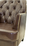 Кресло кожаное c мягкими подлокотниками на 4-х деревянных ножках из массива березы Joseph Armchair brown варинант исполнения - 3 | Loft Concept в Уфе