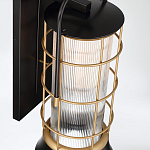 Настенный фонарь цилиндрической формы с рифленым стеклом в золотом каркасе на черном прямоугольном основании Eurofase варинант исполнения - 4 | Loft Concept в Уфе