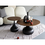 Столик журнальный с круглой деревянной столешницей на черном фактурном основании Bourgeon варинант исполнения - 5 | Loft Concept в Уфе