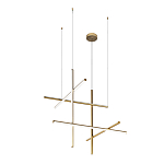 Люстра с 6-ю  пересекающимися цилиндрическими плафонами на тонких тросах Trumpet tube варинант исполнения - 2 | Loft Concept в Уфе