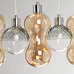 Люстра с 3-мя плафонами волнообразной формы цвета янтарь и 2-мя прозрачными шарообразными плафонами Lucid Rain  варинант исполнения - 7 | Loft Concept в Уфе