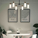 Люстра потолочная с 6-ю цилиндрическими плафонами из стекла и черным каркасом Noir Poise варинант исполнения - 3 | Loft Concept в Уфе