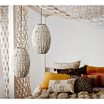 Подвесной светильник вертикальной овальной формы украшенный белыми круглыми бусинами Gradient Oval Pendant Lamp White варинант исполнения - 3 | Loft Concept в Уфе