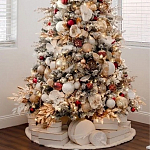 Заснеженная Новогодняя Ель с золотыми листьями и цветами в комплекте варинант исполнения - 3 | Loft Concept в Уфе